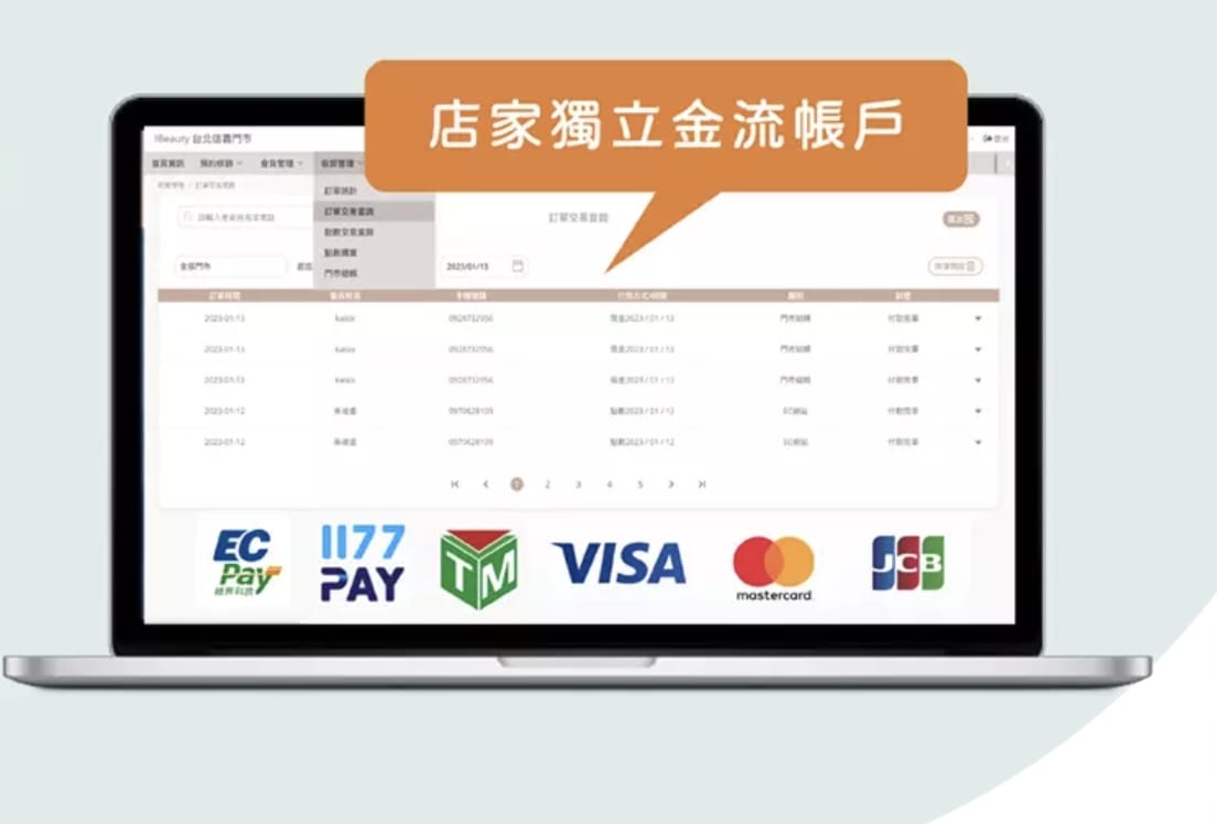 店家獨立金流後台畫面